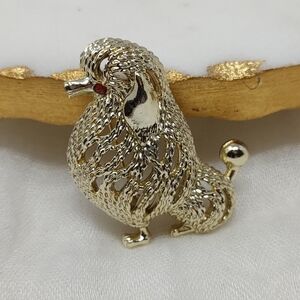 Sarah Coventry Gold and Red Poodle Brooch